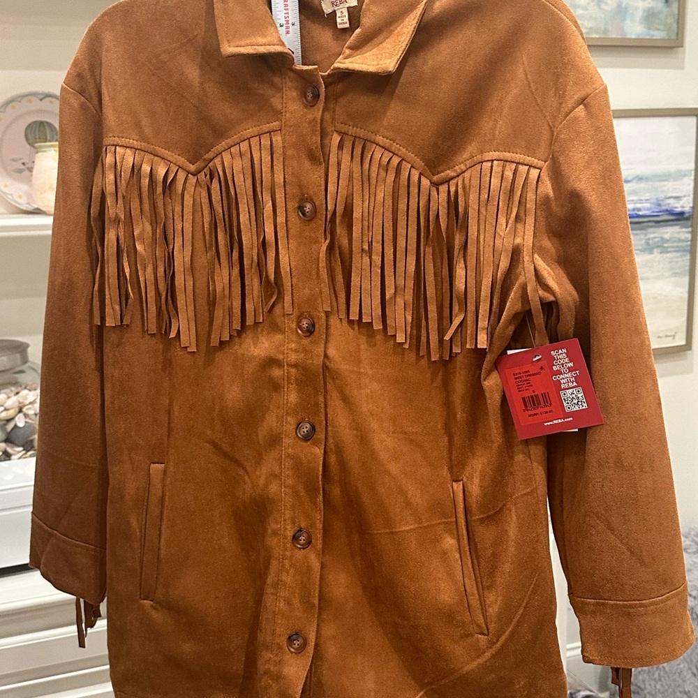 Reba Women's Suede Fringe Jacket - Tan